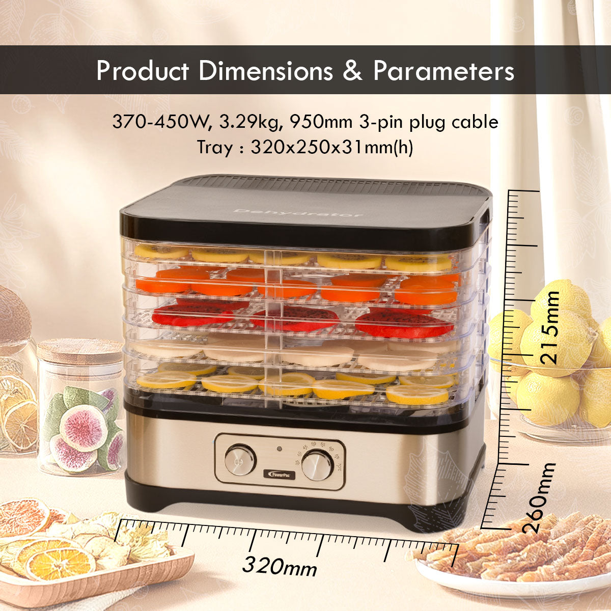 Food Dehydrator, Electric Food Dryer Machine for Home Commercial Multi Tier(PPT508)