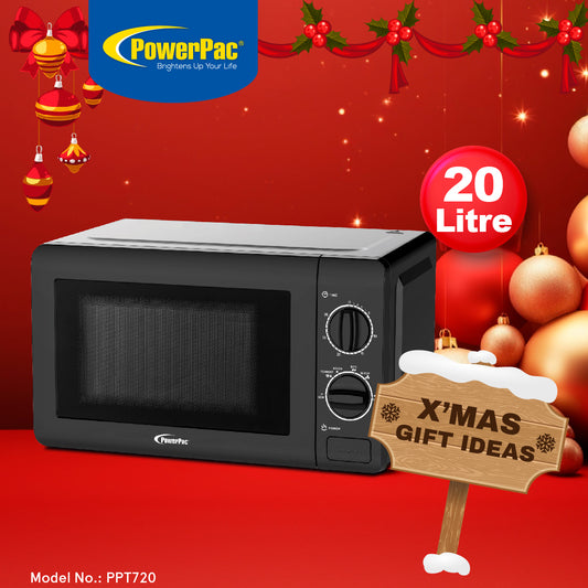 Microwave Oven 20L with 6 Power Level and Defrost Function (PPT720) Black