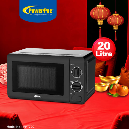 Microwave Oven 20L with 6 Power Level and Defrost Function (PPT720) Black