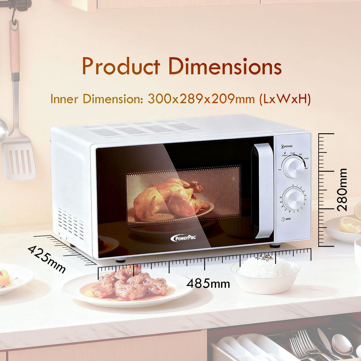 Microwave oven 25L With 4 Power Level and Defrost Function (PPT725WH)