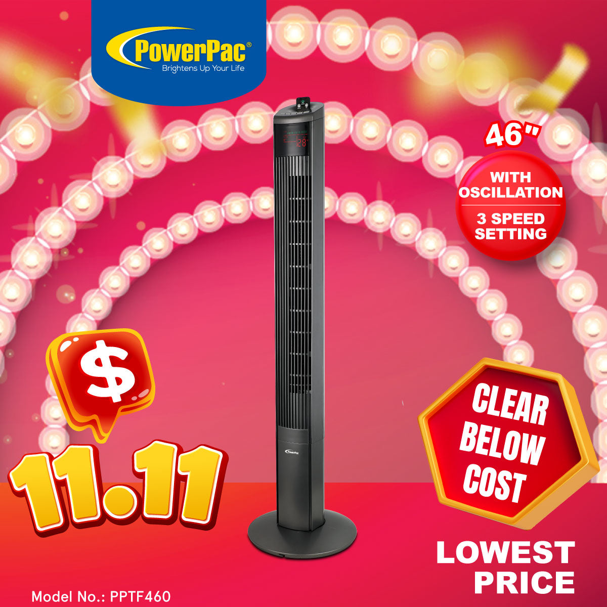 Tower Fan 46" with Remote Control (PPTF460)