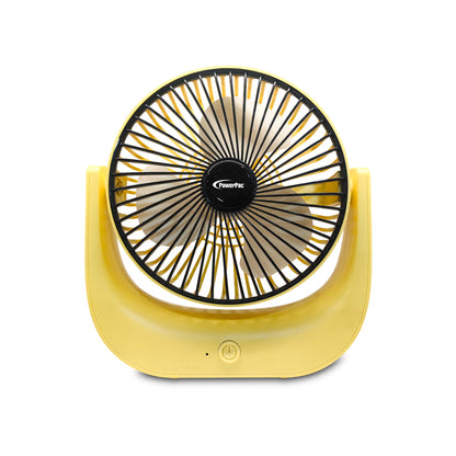 USB Fan, Desk Fan, Portable Fan, Rechargeable Fan with 3 speed setting (PPUF225) Yellow