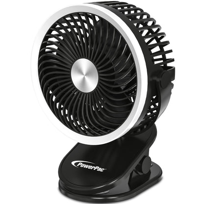 USB Fan, Clip Fan with Light, 3 speed setting (PPUF226) Black