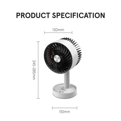 USB Fan, Rechargeable Fan , Desk Fan with 3 speed setting (PPUF230) White