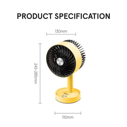 USB Fan, Rechargeable Fan , Desk Fan with 3 speed setting (PPUF230) Yellow