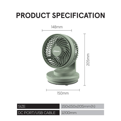 USB Fan, Desk Fan, Portable Fan with 3 speed setting and oscillation (PPUF237) Green