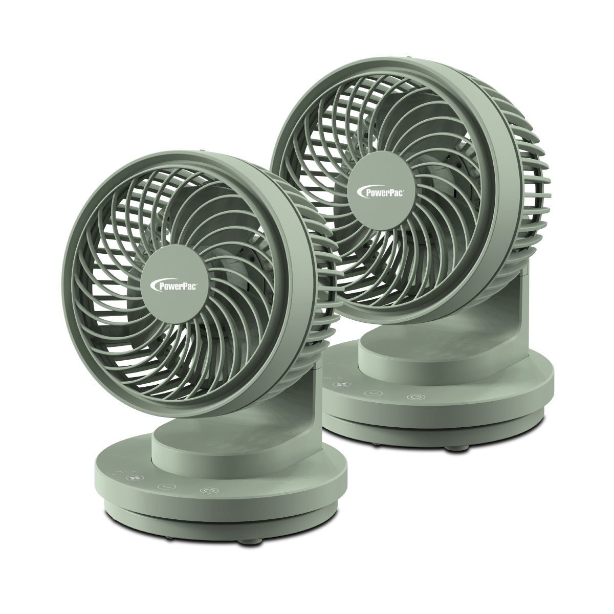 PowerPac 6" Table Fan – USB, Air Circulator, Strong Airflow, Adjustable Tilt, Oscillation, Sturdy & Durable, 3-Speed, green, PPUF237