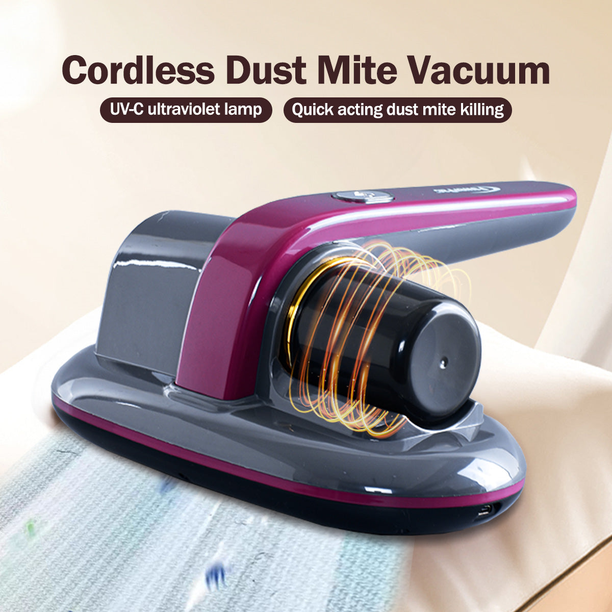 Cordless Dust Mite Vacuum Cleaner UV Anti-Dust mite Mattress Bed Sofa Handheld House (PPV1023)