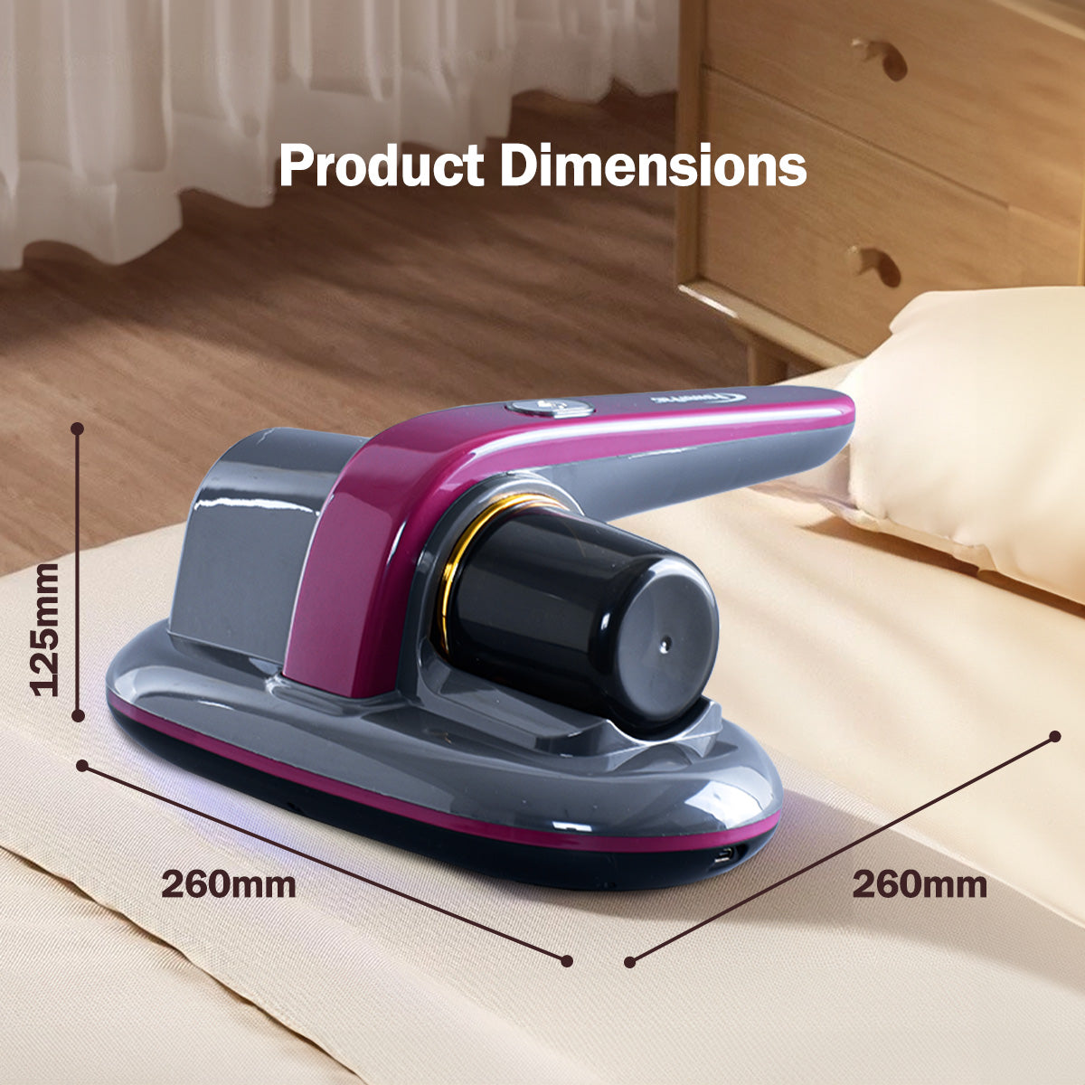 Cordless Dust Mite Vacuum Cleaner UV Anti-Dust mite Mattress Bed Sofa Handheld House (PPV1023)