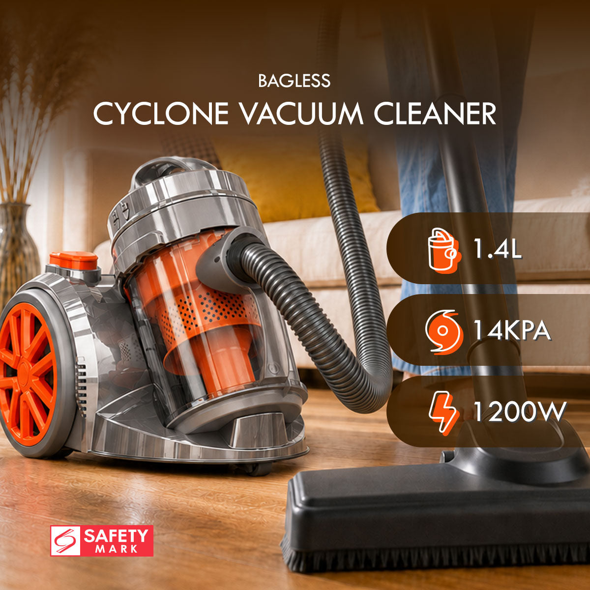 PowerPac Bagless Vacuum, Cyclone Vacuum Cleaner, Vacuum Cleaner with HEPA Filter 1200 Watts (PPV1222)