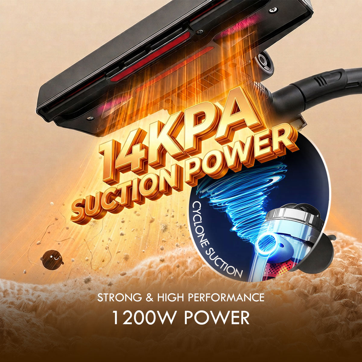 PowerPac Bagless Vacuum, Cyclone Vacuum Cleaner, Vacuum Cleaner with HEPA Filter 1200 Watts (PPV1222)