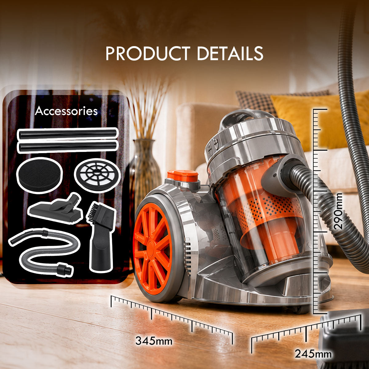 PowerPac Bagless Vacuum, Cyclone Vacuum Cleaner, Vacuum Cleaner with HEPA Filter 1200 Watts (PPV1222)