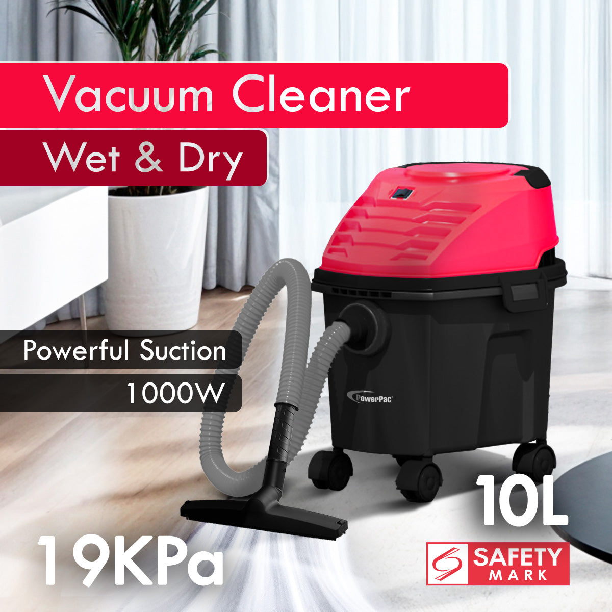 Wet & Dry Vacuum Cleaner, Bagless Vacuum Cleaner, Powerful Vacuum Cleaner 19KPa Suction (PPV1255)