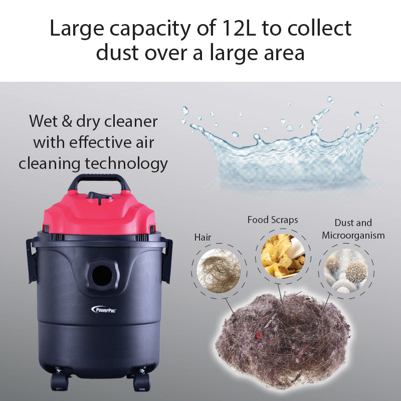 Wet & Dry Bagless Vacuum Cleaner, Vacuum Cleaner with Blower , Vacuum Cleaner With HEPA Filter 16KPa Suction (PPV1300)