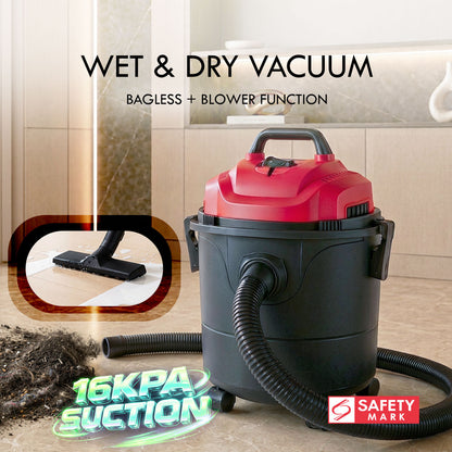 PowerPac Wet & Dry Bagless Vacuum Cleaner, Vacuum Cleaner with Blower , Vacuum Cleaner With HEPA Filter 16KPa Suction (PPV1300)