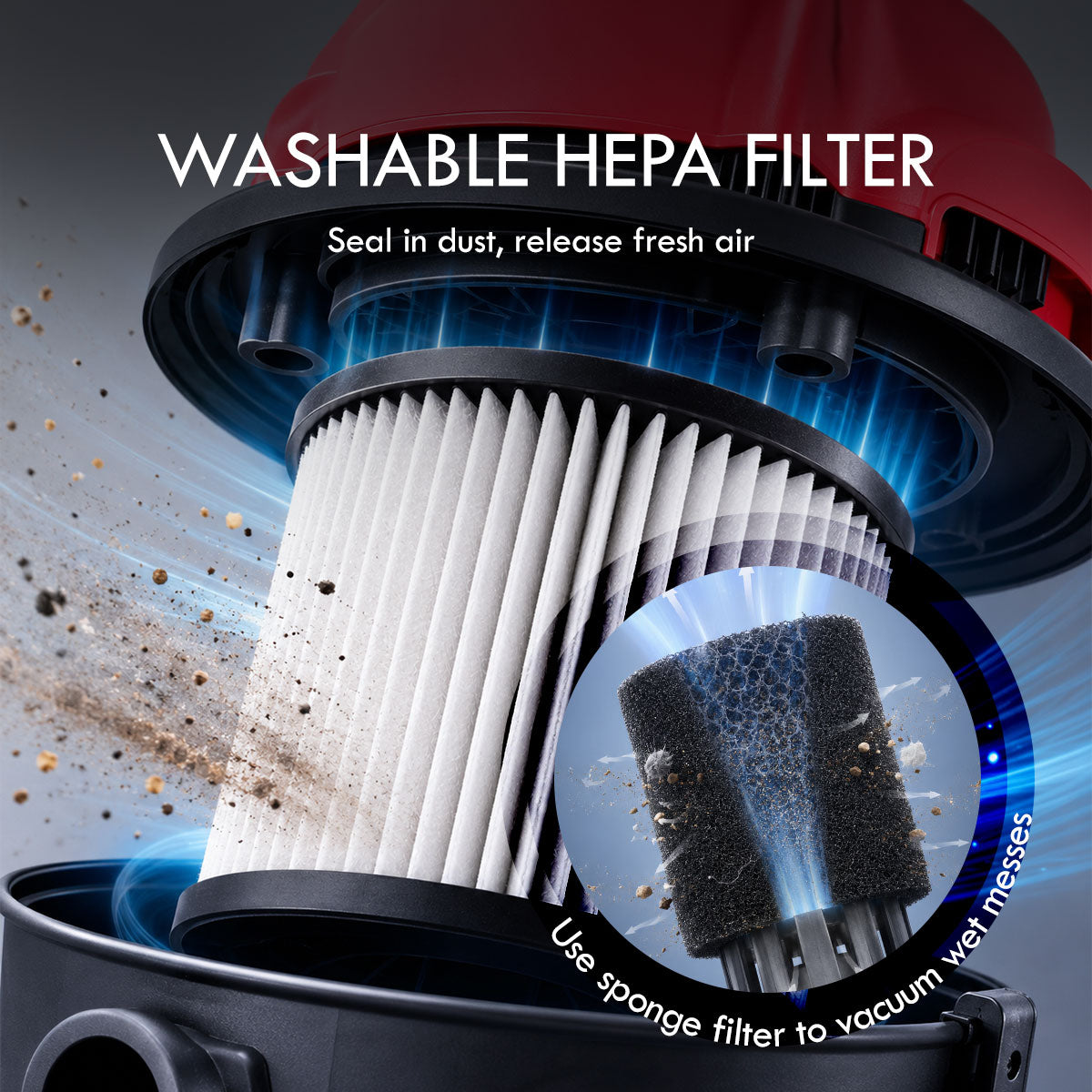 PowerPac Wet & Dry Bagless Vacuum Cleaner, Vacuum Cleaner with Blower , Vacuum Cleaner With HEPA Filter 16KPa Suction (PPV1300)