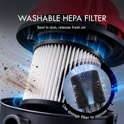 PowerPac Wet & Dry Bagless Vacuum Cleaner, Vacuum Cleaner with Blower , Vacuum Cleaner With HEPA Filter 16KPa Suction (PPV1300)