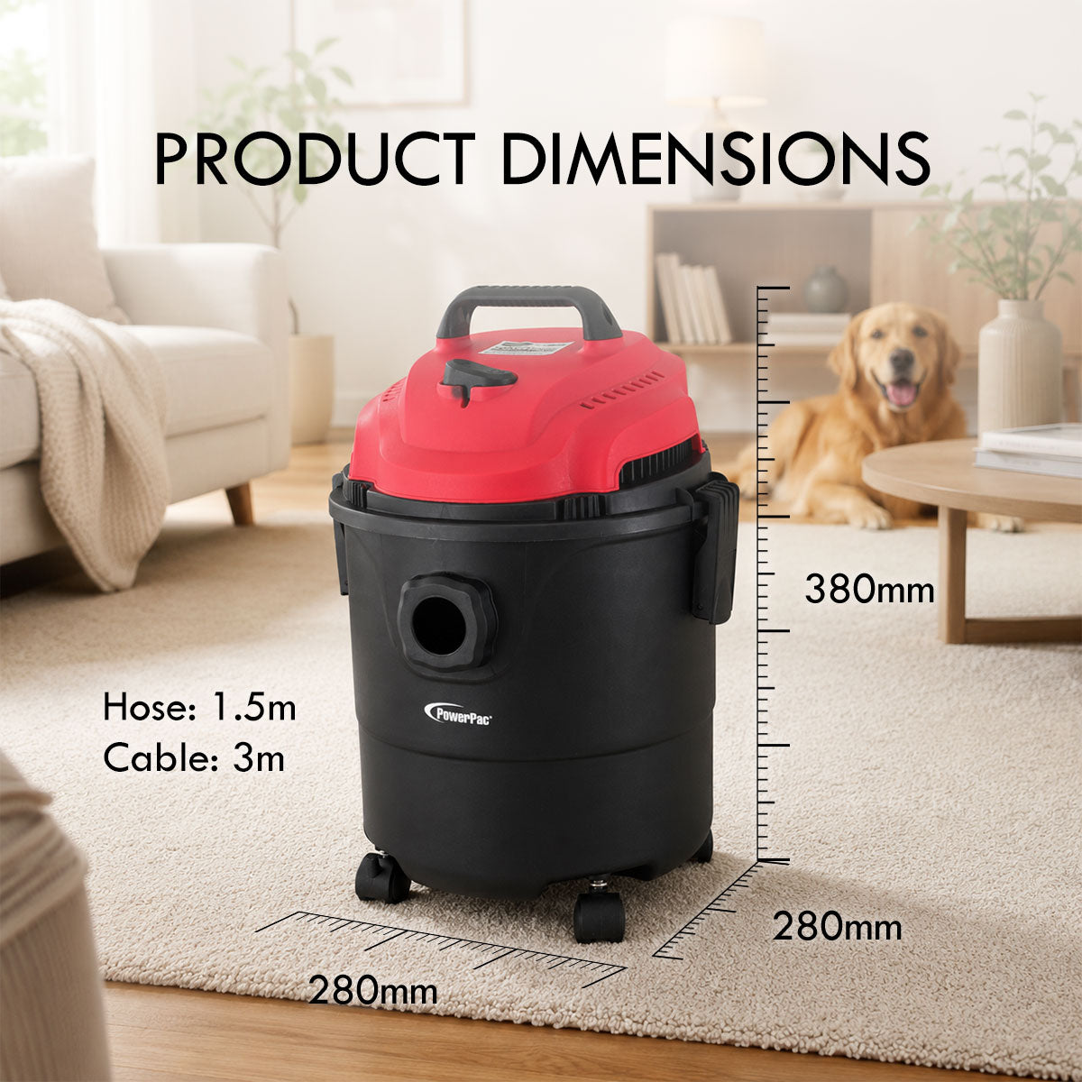 PowerPac Wet & Dry Bagless Vacuum Cleaner, Vacuum Cleaner with Blower , Vacuum Cleaner With HEPA Filter 16KPa Suction (PPV1300)