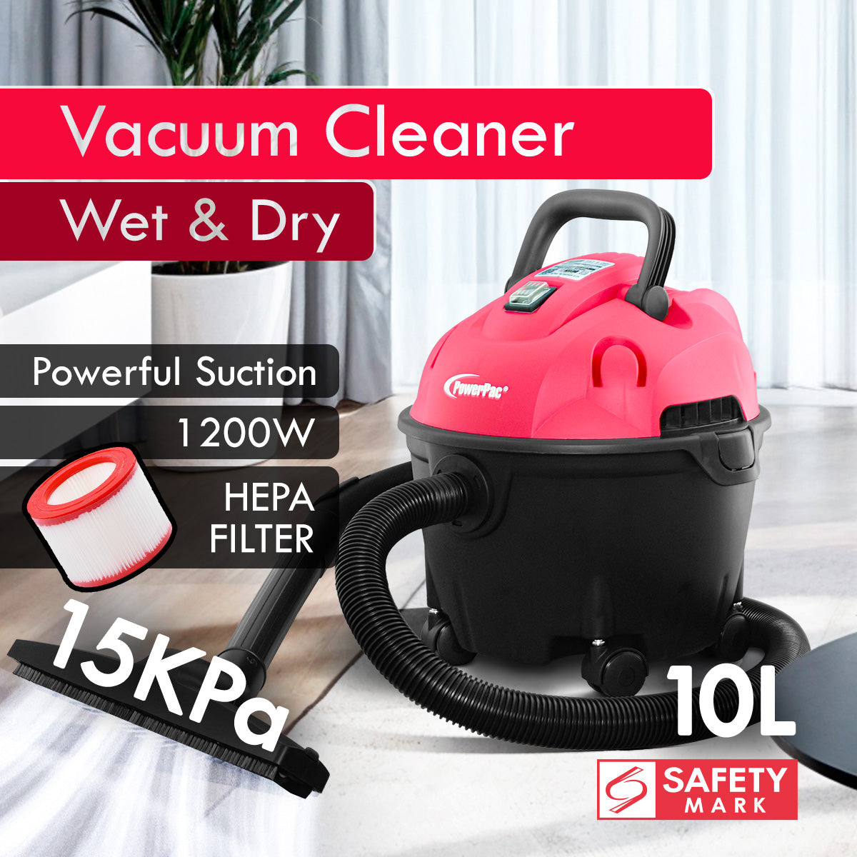 PowerPac Wet & Dry Vacuum Cleaner, Bagless Vacuum Cleaner, Powerful Vacuum Cleaner (PPV1500)