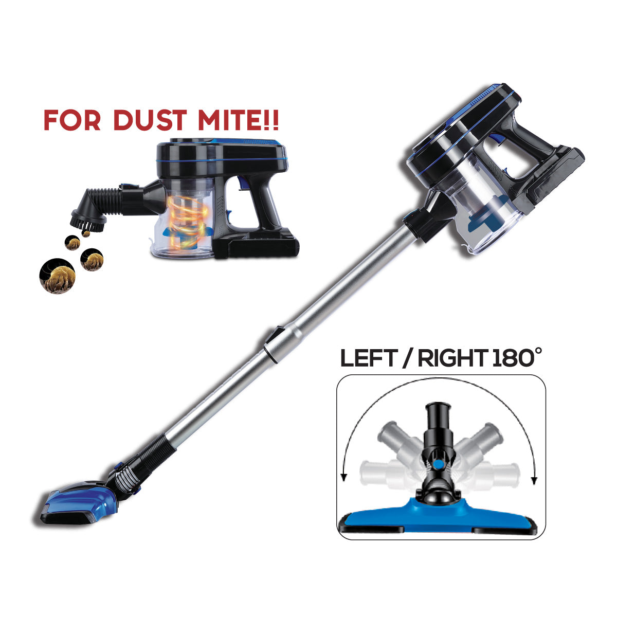 PowerPac Cordless Vacuum Cleaner, Stick Vacuum , Portable Vacuum Cleaner ,Dust Mite Vacuum Cleaner , Vacuum Cleaner With HEPA Filte(PPV3700)