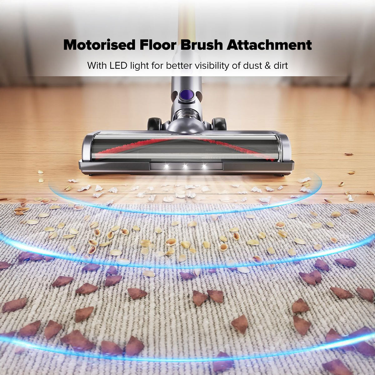Cordless Stick Vacuum Cleaner, Handheld Stick Vacuum with Motorized Floor Brush, LED Headlight and Flexible Floor Brush (PPV3900)