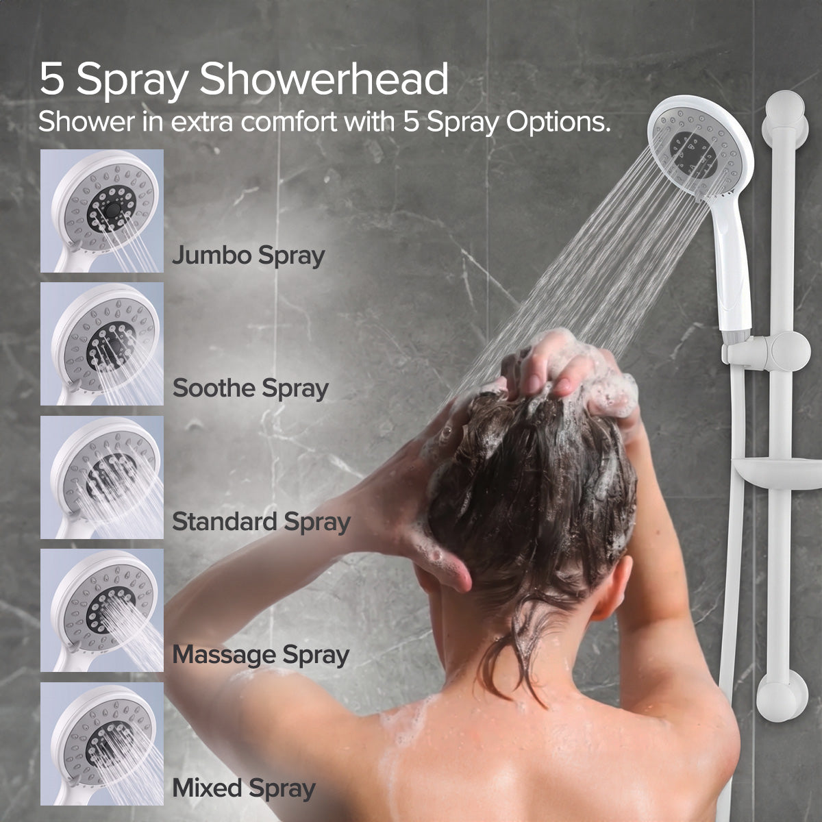 Instant Water Heater with Shower Set, Shower Heater 2.5L/Min, 3300W (PPW717)