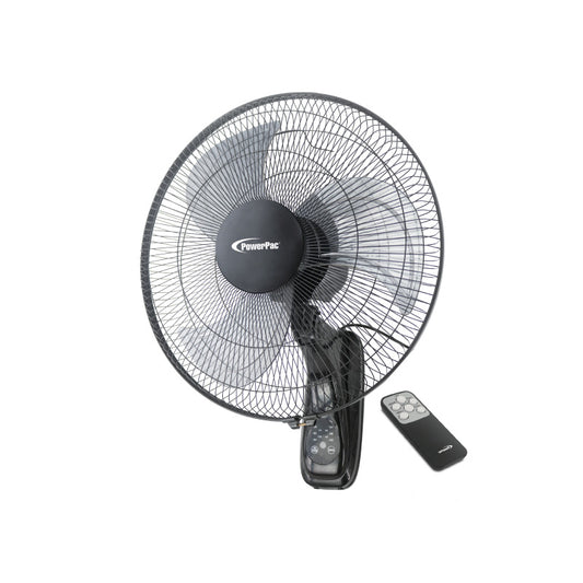 16" Wall Fan with Remote Control – 3 Speed Settings, Oscillation, Adjustable Tilt, Thermal Protection, Wall Mountable, PPWF40R