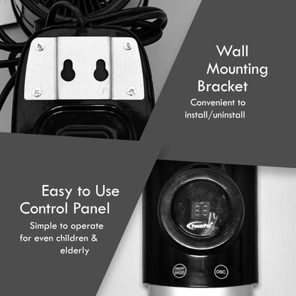 18" Wall Fan – Remote Control, Adjustable Tilt, Oscillation, Safe & Easy Installation, Thermal Protection, 3-Speed, black, PPWF98R