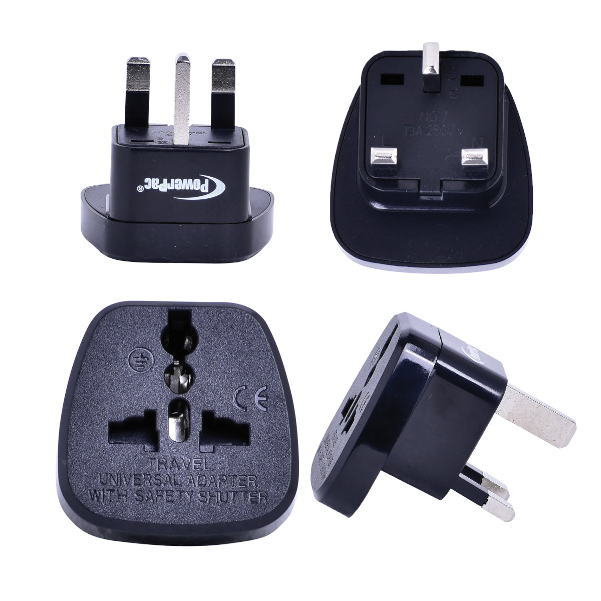 2 Pieces x Multi Travel Adapter (PT13) UK, Hong Kong Malaysia - Black