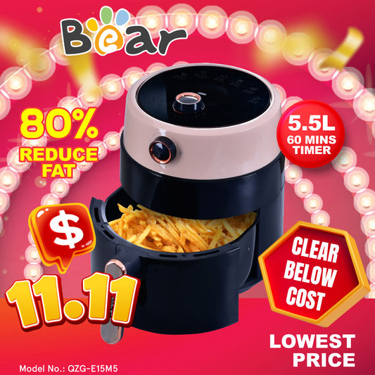 Bear Air fryer 5.5L with Hot Air Flow System (QZG-E15M5)