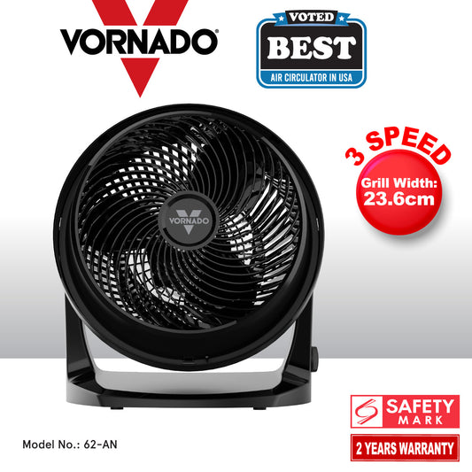 Vornado Whole Room Air Circulator – Powerful Vortex Action, 75-ft wind, Adjustable Tilt, Desk/Floor Fan, 3-Speed, black, 62-AN