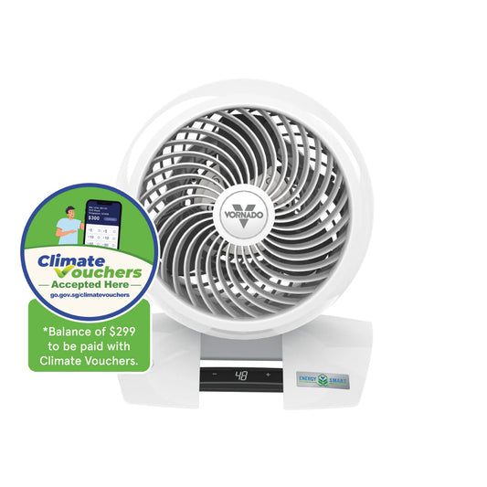 [NEA CLIMATE VOUCHER $400] Vornado Energy Smart™ Air Circulator – Remote Control, Vortex Action, DC motor, Oscillation, Timer, 99-Speed, white, 6303DC