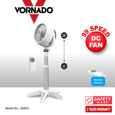 [NEA CLIMATE VOUCHER $400] Vornado Energy Smart™ Air Circulator Fan– Remote Control, Vortex Action, DC motor, Oscillation, Timer, 99-Speed, white, 683DC