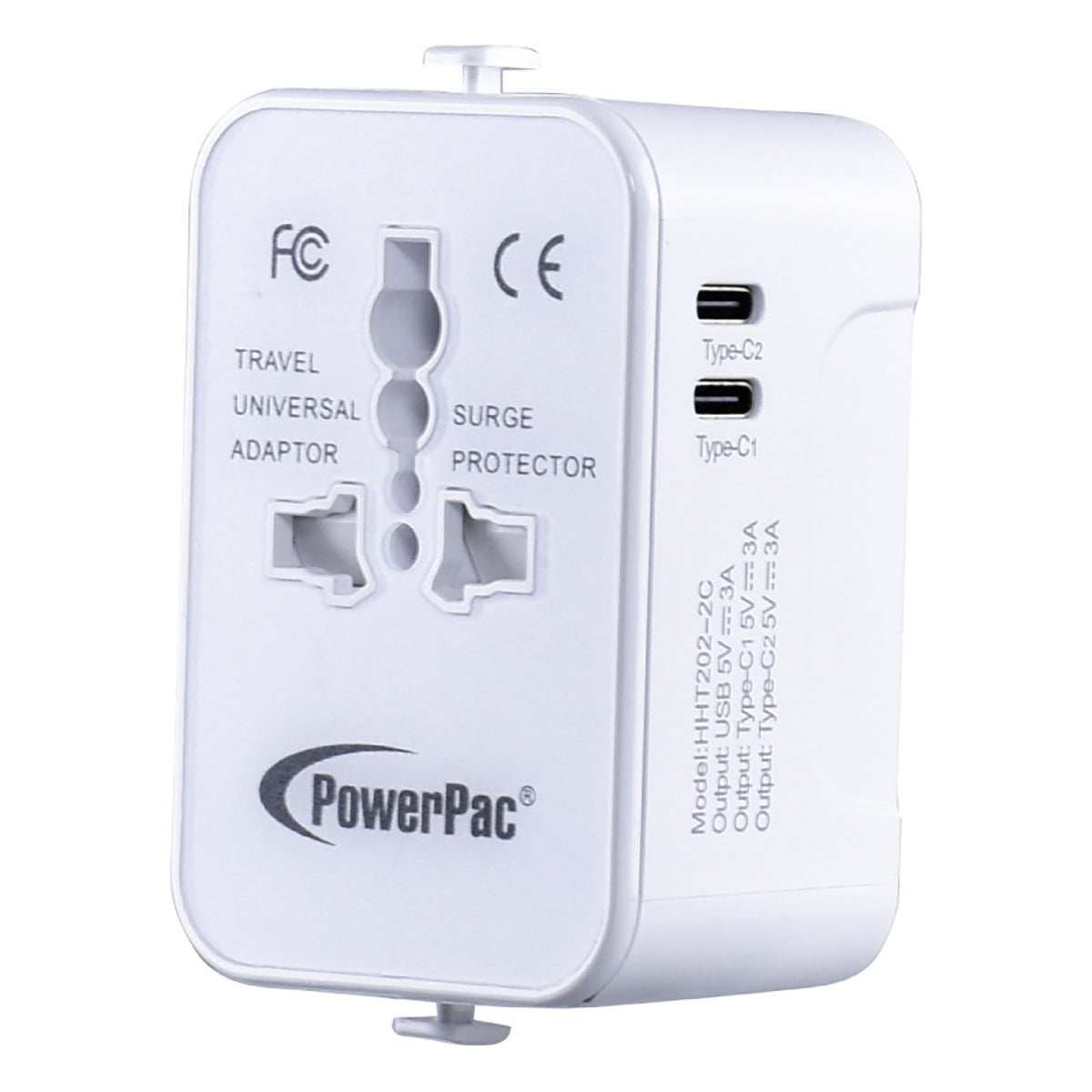 Multi Adapter | Travel Adapter With 1x USB + 2xType-C Charger | US UK EU AU Adapter (PP7970) White