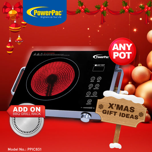 Ceramic Cooker Infrared Cooker , BBQ Plate Grill (Any Pot) 2000 Watts (PPIC831+Plate)