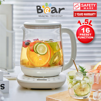 Bear Electric Health Kettle multi-function Kettle, Cordless Kettle Jug. 16 function, 1.5L (YSH-D15V7)