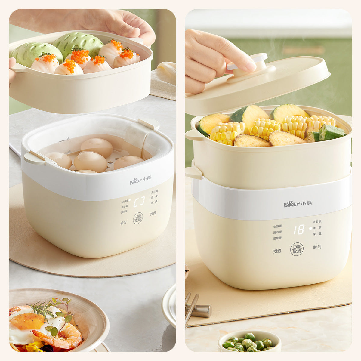 Bear Multi-Purposed Steamer 10 Eggs, 2 tier Steamer (ZDQ-T10Y2)