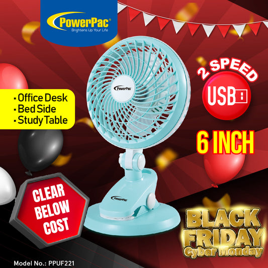 USB Fan, Clip Fan, Desk Fan, Portable Fan with 2 speed setting (PPUF221)