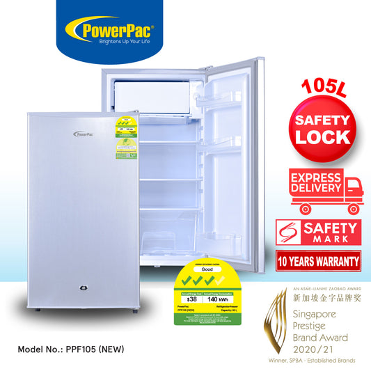 [CLIMATE VOUCHER $400] 105L Bar Fridge with Lock, White , PPF105WH