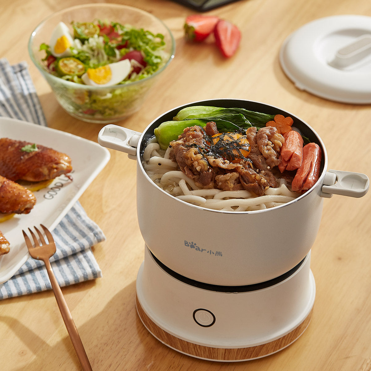 Bear 1.0L Electric Travelling Multi Cooker Multi-Function Portable (DRG-C10D1) (Singapore 3-Pin Plug) - PowerPacSG