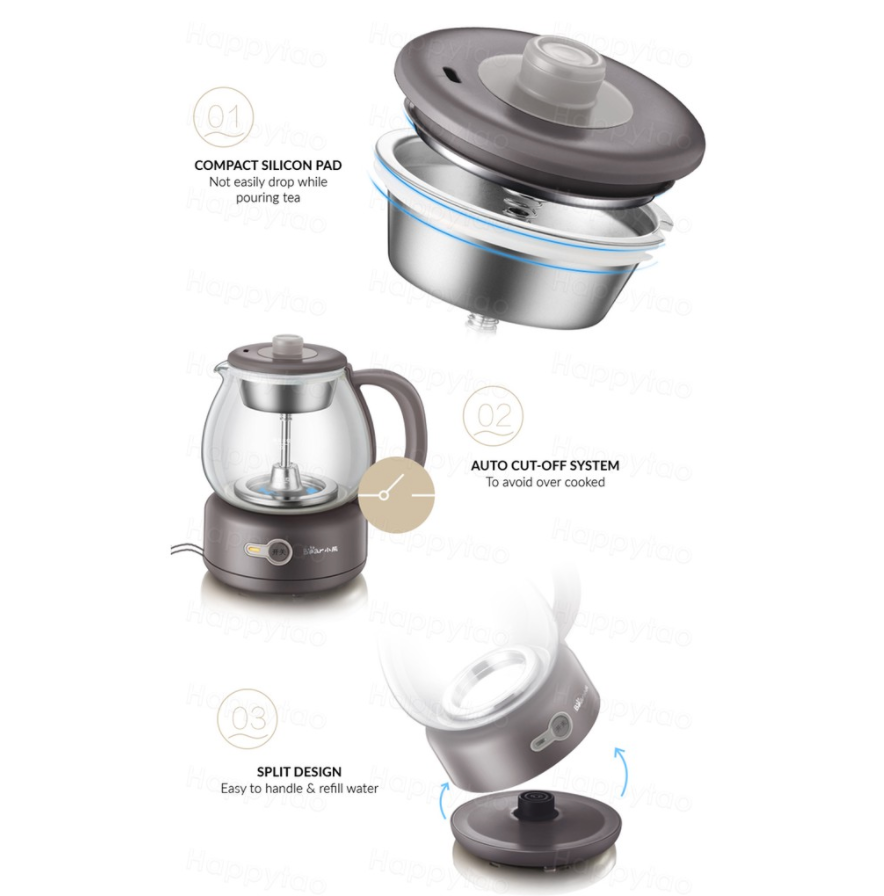 Bear Electric Health Glass Teapot Kettle Multi-Function Pot 1.0L (ZCQ-A10T2) - PowerPacSG