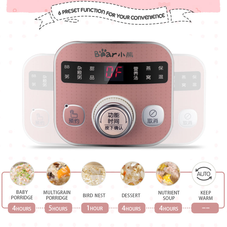 Bear Digital Slow Cooker with Ceramic pot 1.0L (DDG-D10B1) - PowerPacSG