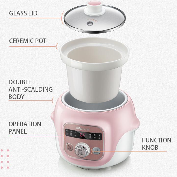 Bear Digital Slow Cooker with Ceramic pot 1.0L (DDG-D10B1) - PowerPacSG
