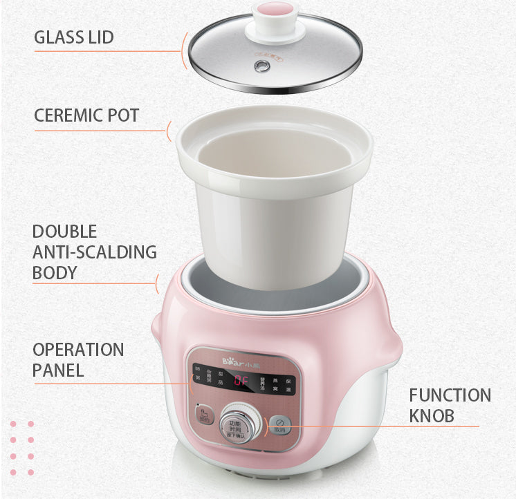 Bear Digital Slow Cooker with Ceramic pot 1.0L (DDG-D10B1) - PowerPacSG