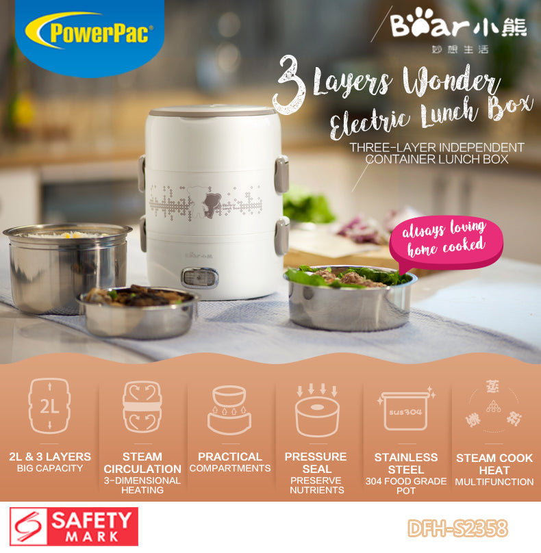 Bear 4-in-1 Electric Portable Heating Lunch Box 2.0L Multi Pot (DFH-S2358) - PowerPacSG