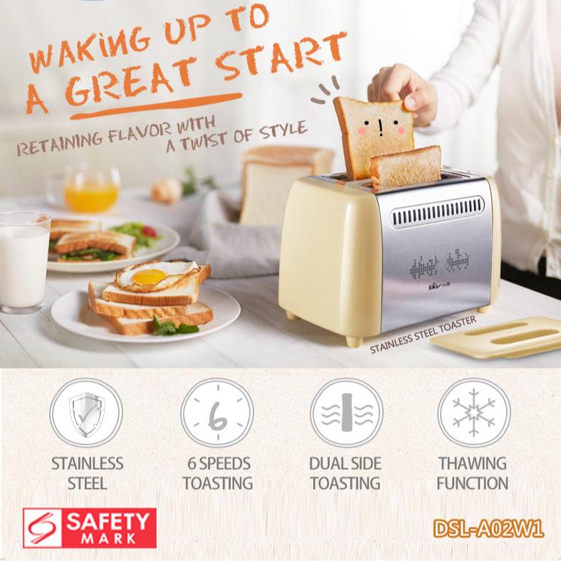 Bear 2 Slice Pop-up Bread Toaster (DSL-A02W1) - PowerPacSG