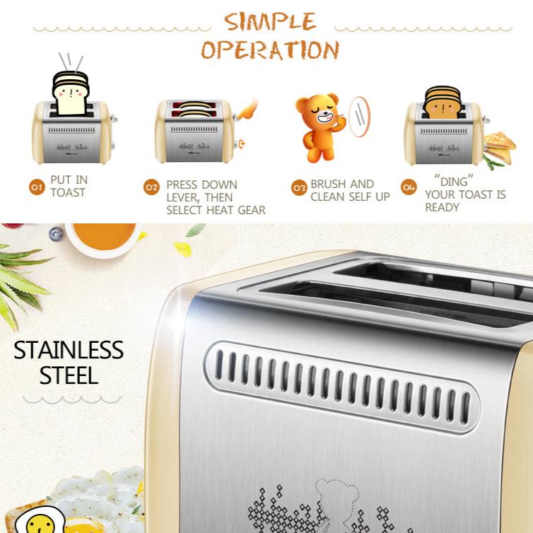 Bear 2 Slice Pop-up Bread Toaster (DSL-A02W1) - PowerPacSG