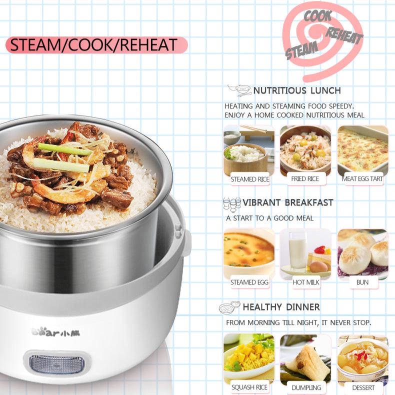 Bear Electric Portable Mini Lunch Box 1.3L Multi Pot (DFH-B13E5) - PowerPacSG