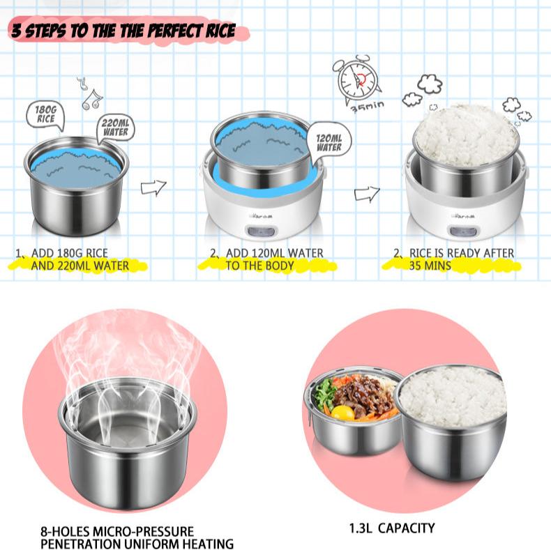 Bear Electric Portable Mini Lunch Box 1.3L Multi Pot (DFH-B13E5) - PowerPacSG