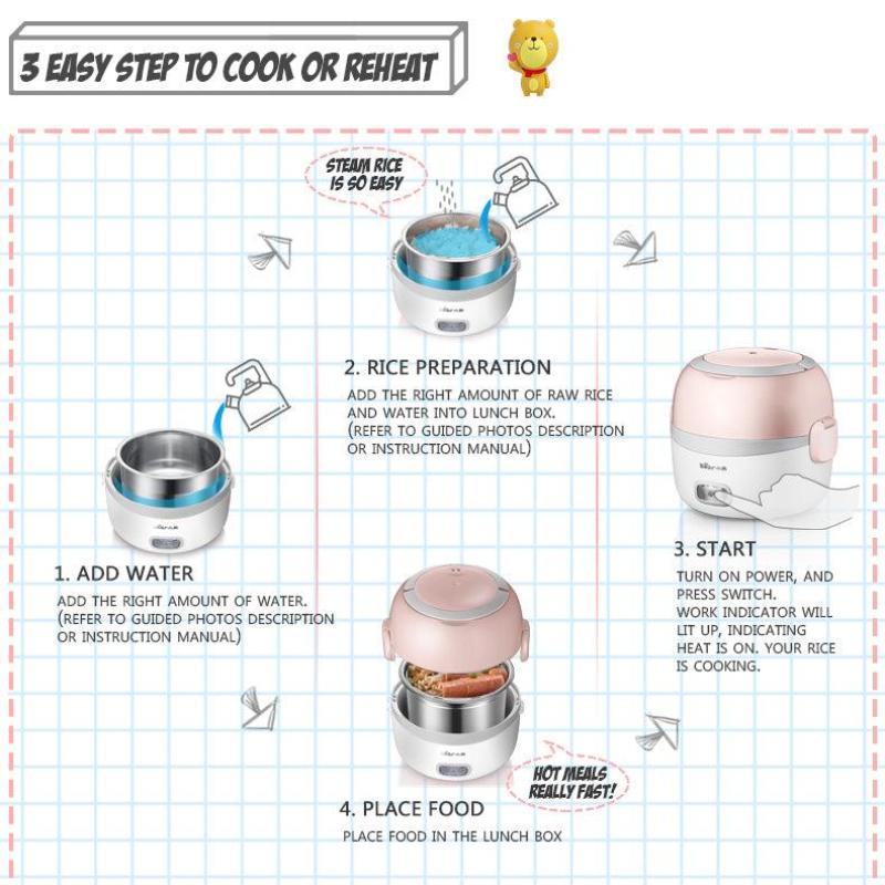 Bear Electric Portable Mini Lunch Box 1.3L Multi Pot (DFH-B13E5) - PowerPacSG